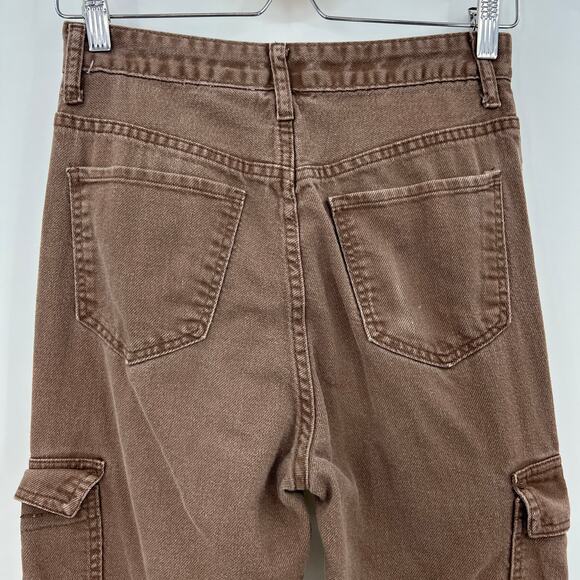 S.O.N.G. Juniors 7 / Regular 28 Brown 90s Boyfriend Cargo Jeans High Rise - Picture 7 of 11
